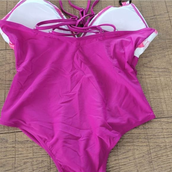 Just arrived beautiful unique monokini with leopard ring one-piece v-neck purple - Picture 12 of 13